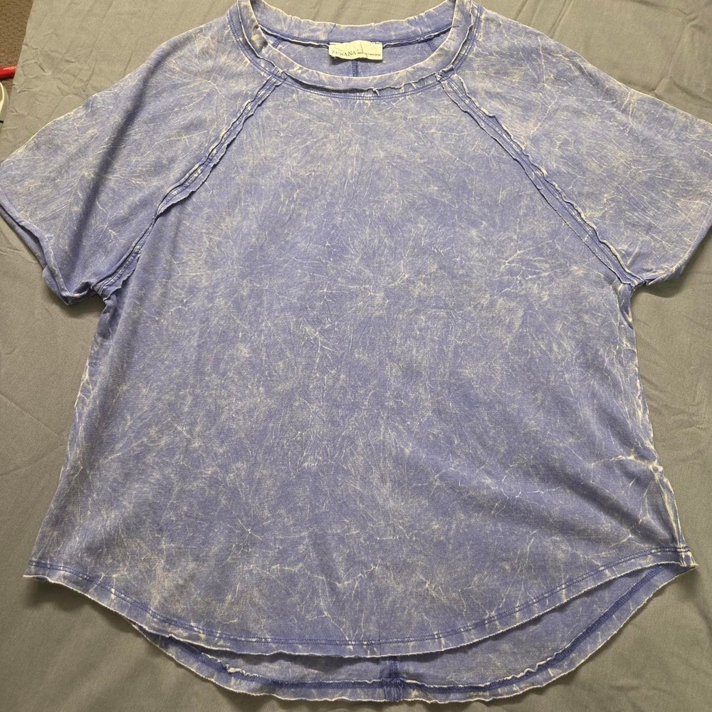 Zenana Marlin Blue Mineral Wash T-shirt